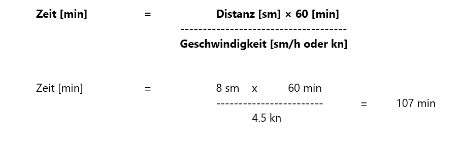 Formel zur Berechnung der Fahrzeit